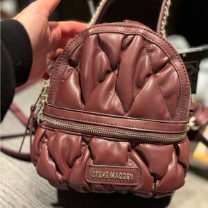 Steve Madden Maroon Quilted Backpack